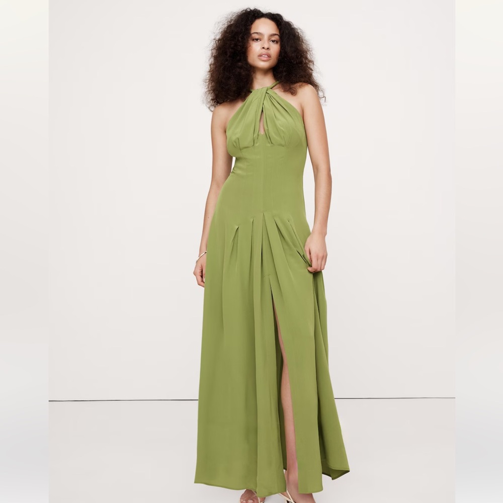 NEW Banana Republic MATTE SILK HALTER MAXI DRESS- Size 8